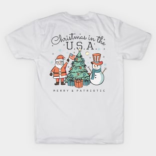 Merry Christmas in the USA, Vintage Snowman, American Santa T-Shirt